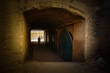 Obraz premium Solitary Figure in Dimly Lit Archway