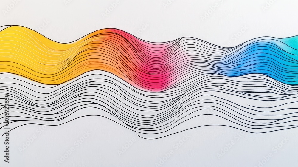 Poster vibrant abstract colorful waves with flowing lines on a white background for creative design and art