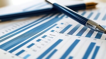 Fototapeta premium Pen on Bar Chart.