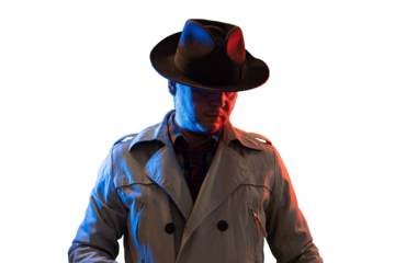 private retro detective spy in noir style concept of investigation and search
