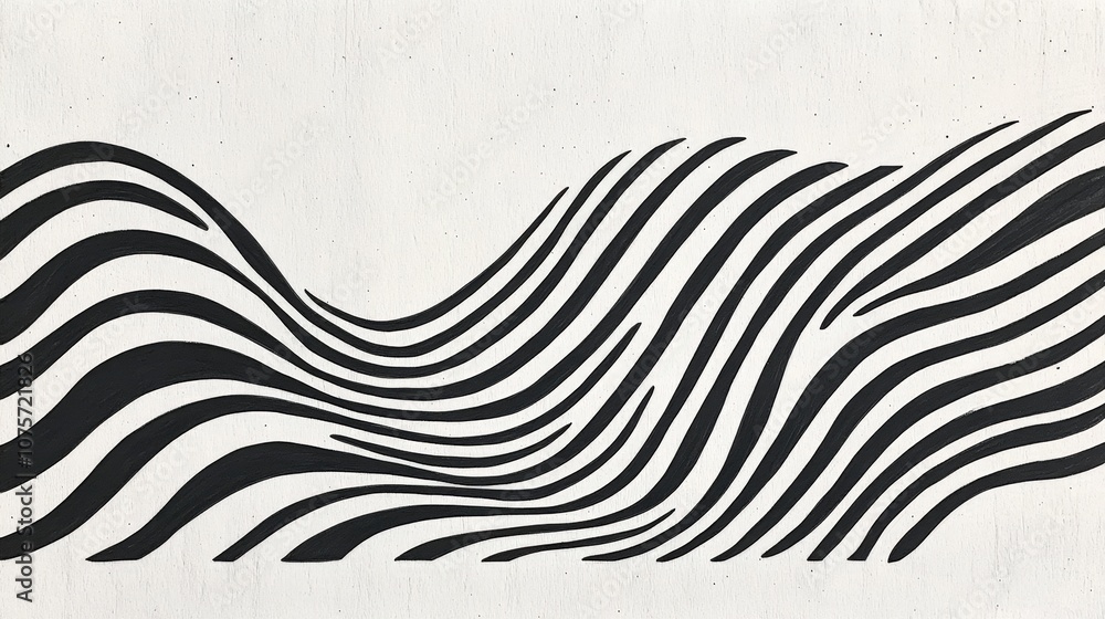Poster abstract waves in black and white, flowing lines create a dynamic and modern feel, perfect for artis