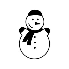 Illustration of cute doodle snowman on white background. Hand drawn vector template for merry christmas designs