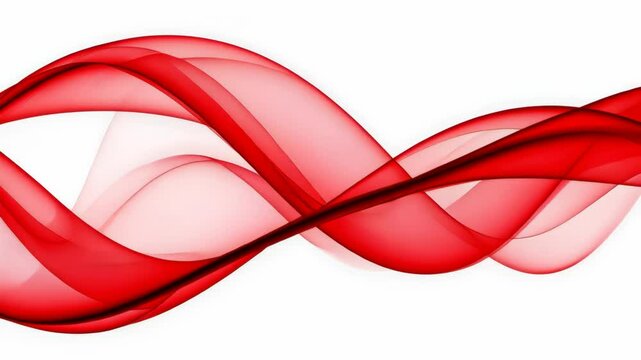 A red abstract wave flows across a white background