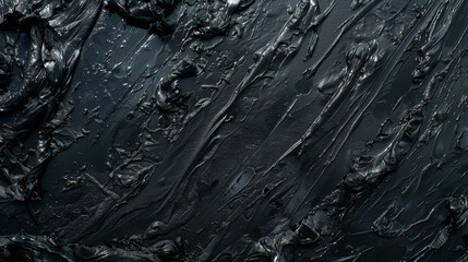 Obraz premium Thick black oil coats the beach and seawater, severely harming the coastal and marine environment.