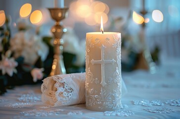 Topic divine ceremony: child baptism in church, infant christening, revered catholic observance connecting with god, sacred traditions, Christian rites, faithfully adhering to god's holy ordinances.