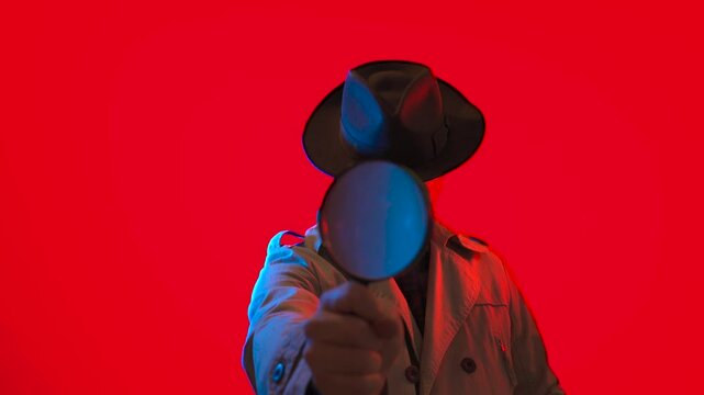 private retro detective spy in noir style concept of investigation and search
