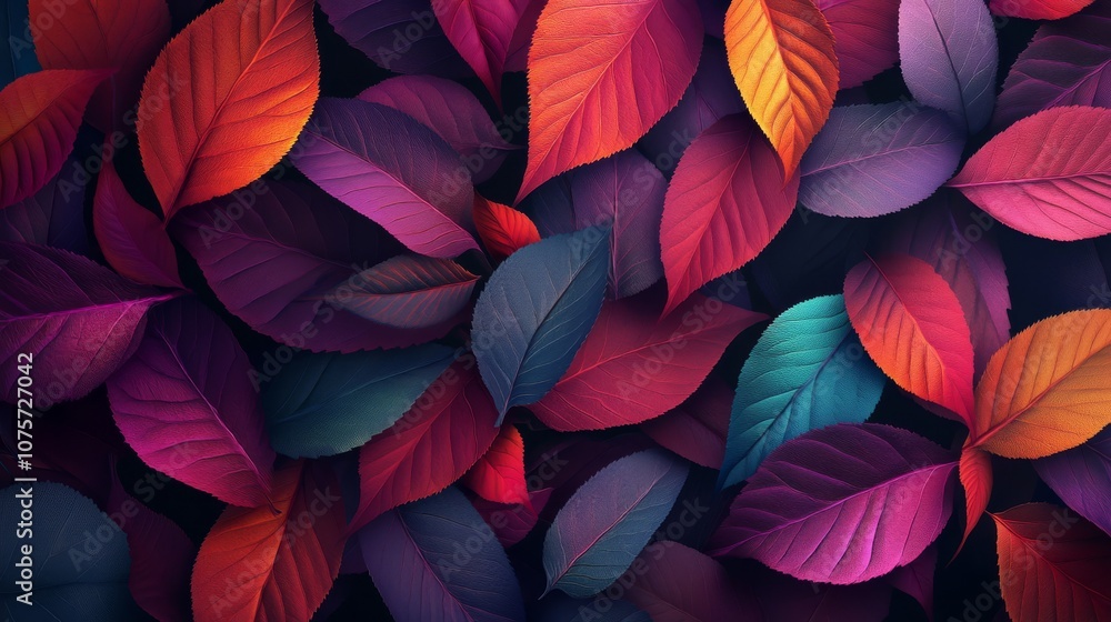 Poster this is a stunning closeup image featuring vibrant leaves that showcase an impressive array of color
