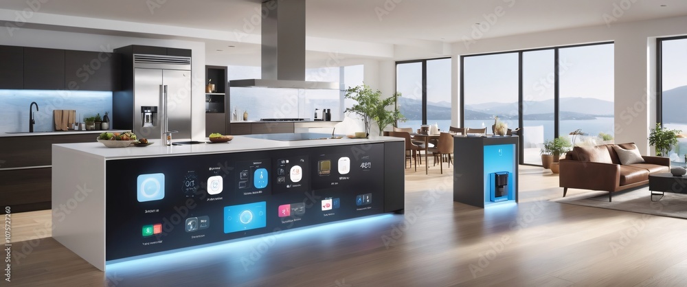 Poster showcase the power of the internet of things with a visually stunning image of a smart home filled w