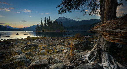 sunset over the lake