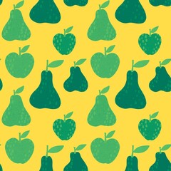 Summer fruit seamless pears pattern for wrapping paper and fabrics 