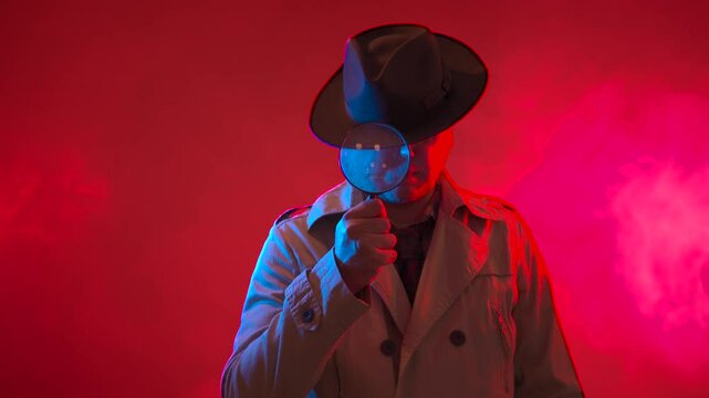 private retro detective spy in noir style concept of investigation and search
