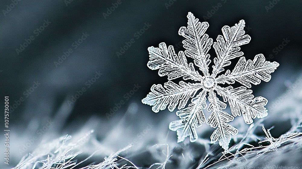 Poster a snowflake resembling a snowflake appears in the foreground of a monochromatic image