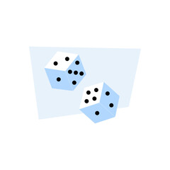 Pair Of Dice In Flat Vector Illustration Symbolizing Luck, Probability, And Gaming, Isolated On White Background