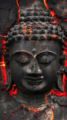 Buddha Image with a serene face carved from blackwood, reflecting the rich culture and history of Thailand.