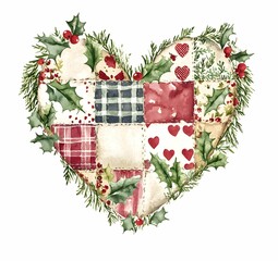 Patchwork christmas heart clipart