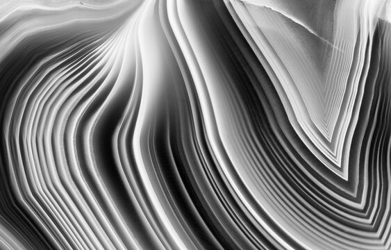 Monochrome Close-Up of Agate Stone Patterns from South Africa