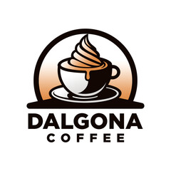 Dalgona coffee logo design vector