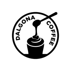 Dalgona coffee logo vector black and white
