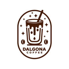 Dalgona coffee logo icon vector