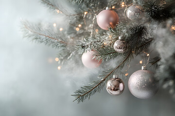 Elegant Transcendent Pink Ornaments on a Frosted Tree Branch - Holiday Decor Inspiration