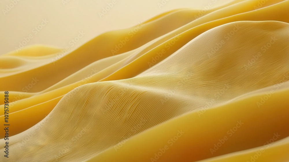 Poster close-up view of a desert with abundant wavy yellow materials at the base of the image, centered in 