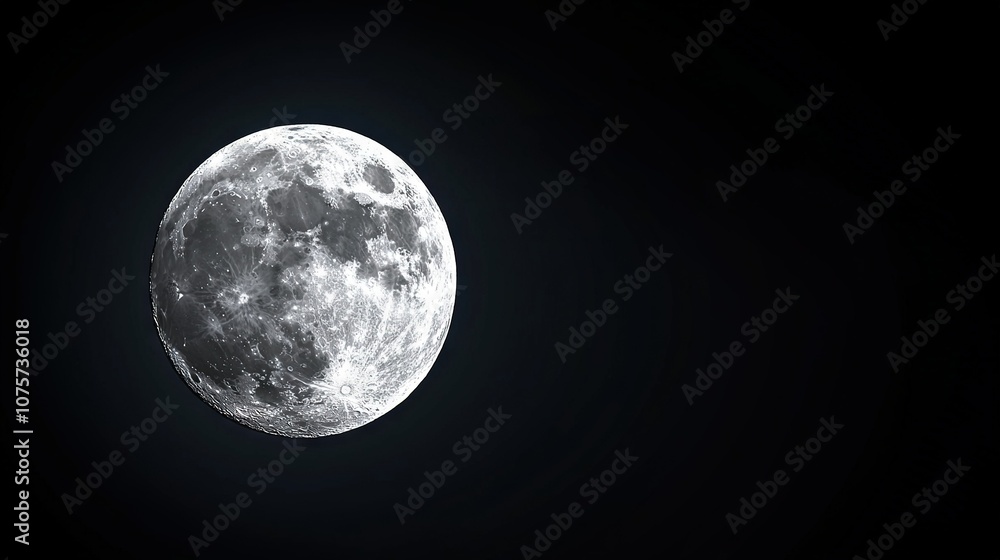 Aufkleber a close-up of a full moon in a dark sky with a single visible light on its side