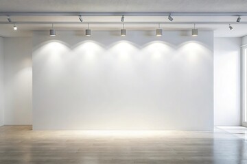 blank vertical art canvas on wall with soft light for mockup presentation