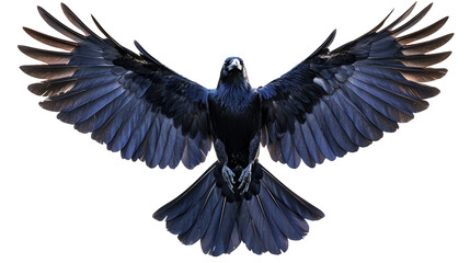 Fototapeta premium High-resolution image of a crow with spread wings on Transparent, ideal for artistic projects. 