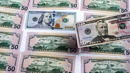 US Dollar Bills Displayed in a Dynamic Pattern