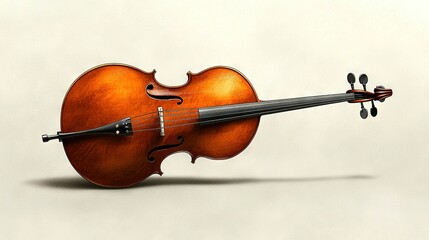 Fototapeta premium A violin rests on a white background with a shadow cast across its back