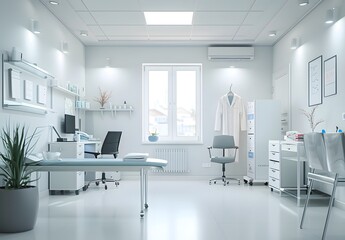 A modern medical office with a clean, organized layout and medical equipment.