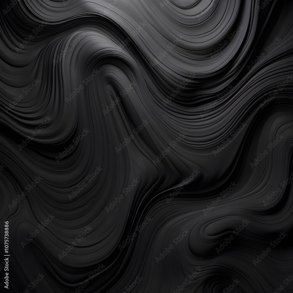Poster abstract black wave texture with smooth, flowing lines.