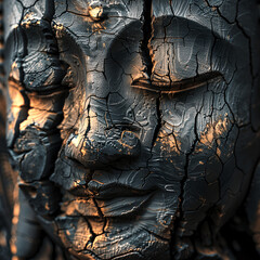 Buddha Image with a serene face carved from blackwood, reflecting the rich culture and history of Thailand.