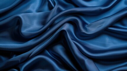 Obraz premium Elegant dark blue silk fabric texture creates a luxurious backdrop, perfect for showcasing design and craftsmanship.