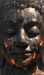 Buddha Image with a serene face carved from blackwood, reflecting the rich culture and history of Thailand.