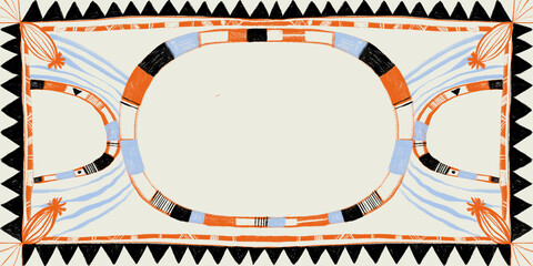 Abstract desert-themed illustration with geometric accents