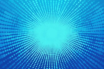 Dynamic comic-style background in bright blue, featuring a sunburst effect with halftone dots and radial lines, perfect for energetic designs..