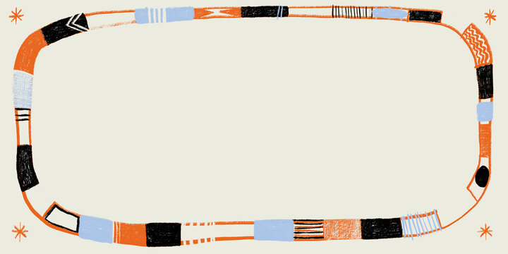 Abstract desert-themed illustration with geometric border