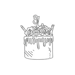 Sketch drawing of birthday cake vector illustration. Birthday party symbol illustration simple Sketch style vector concept. Birthday cake design for promotion and suitable for your asset design.
