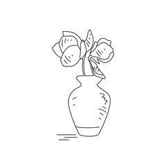 Sketch drawing of Vase of flower vector illustration. Flower themes design simple sketch style vector concept. Plant themes design for education, hobbies and business presentation purpose.