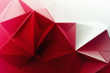 Obraz premium Abstract geometric shapes with a gradient background displaying a mix of red and white tones in a chaotic arrangement