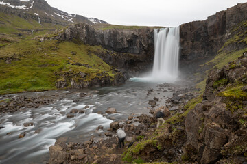 Large waterfall in Iceland