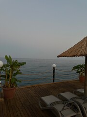 lounge chairs on the beach