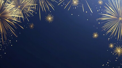 Vibrant Firework Display on Midnight Blue Sky for New Year Celebrations : Generative AI