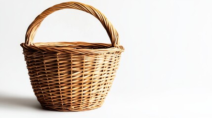 Obraz premium This is a beautifully handwoven wicker basket set against a clean white background