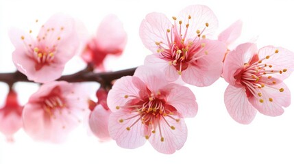 Fototapeta premium A stunningly beautiful pink cherry blossom branch bursting into full bloom and life