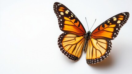 Obraz premium This image showcases a beautiful Monarch Butterfly set against a pristine white background
