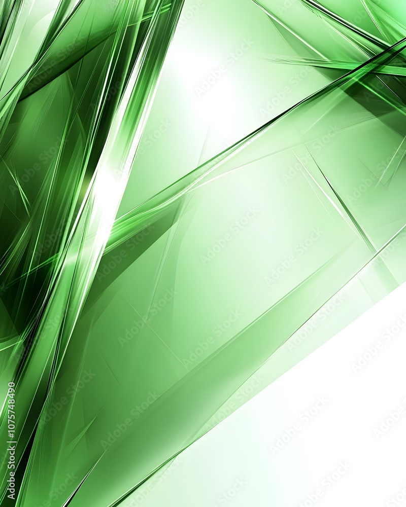 Aufkleber abstract green geometric design with light reflections and sharp angles.