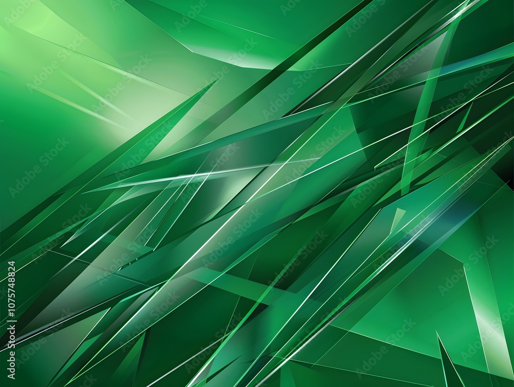 Aufkleber abstract green geometric design with sharp angles and gradients.
