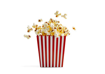  Flying delicious popcorn on a transparent background